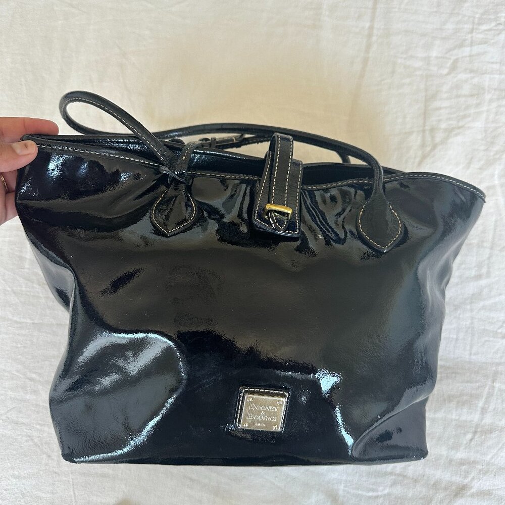 Black Patent Leather Dooney & Bourke Tote Bag and matching wristlet